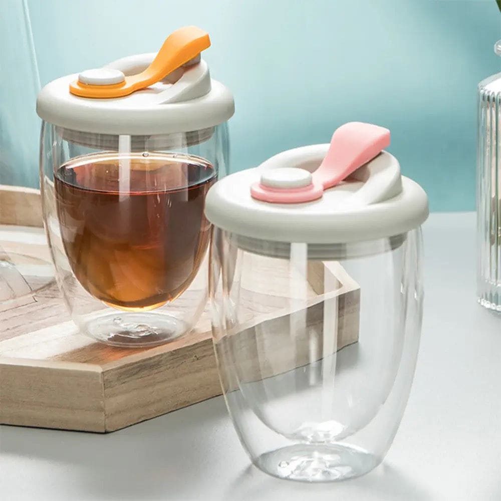 Double Wall Glass, Transparent Insulated Coffee Cup, Transparent Double Layer Wall Glass Cup, Cute Portable Water Cup, Double Wall Glass Cup Double Wall Glass, Transparent Insulated Coffee Cup, Transparent Double Layer Wall Glass Cup, Cute Portable Water Cup, Double Wall Glass Cup